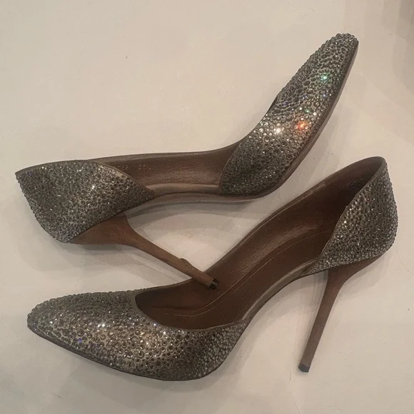 Gucci Silver Rhinestone Heels - Picture 1 of 10